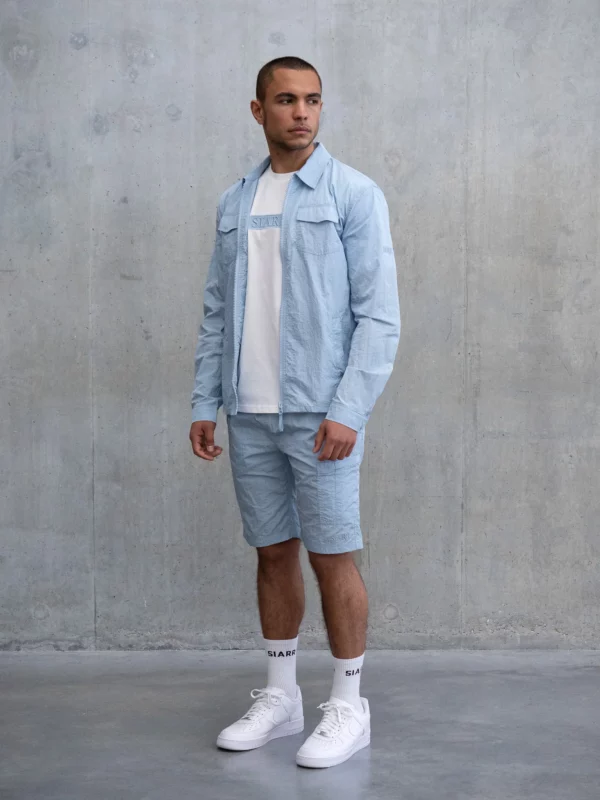Crinkle Overshirt - Baby Blue - Image 5
