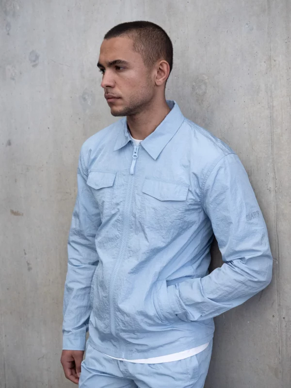 Crinkle Overshirt - Baby Blue - Image 4
