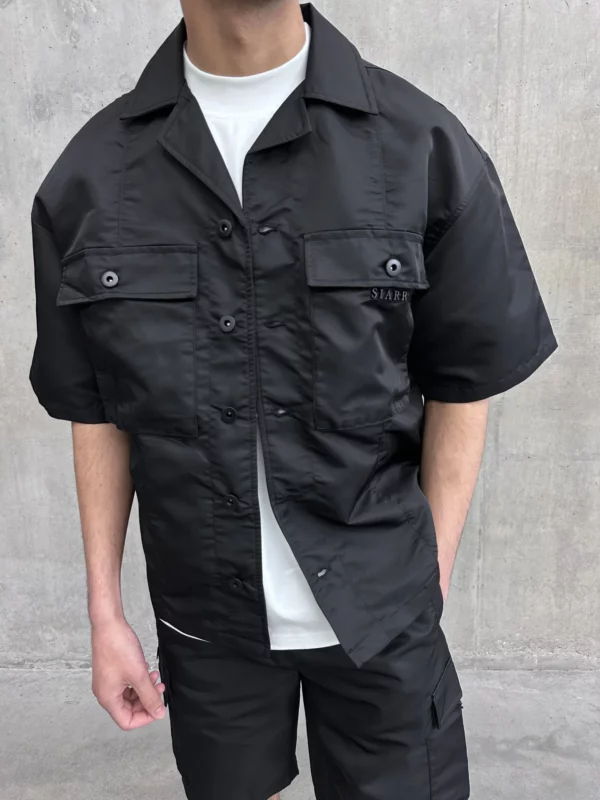 Nylon Revere Shirt - Black - Image 4