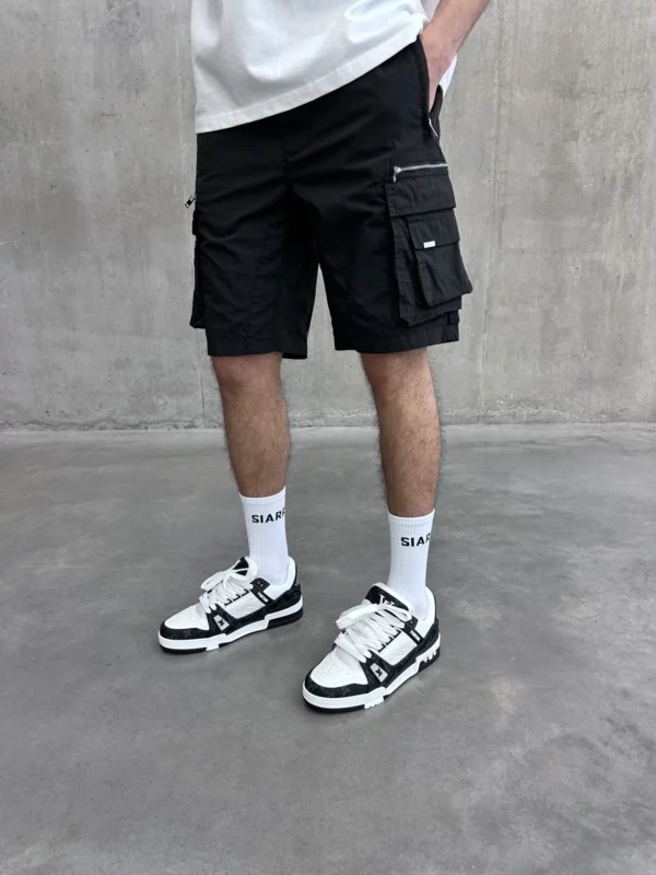 Military Cargo Shorts - Black - Image 3