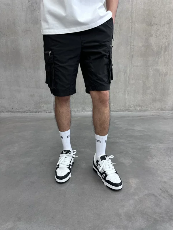 Military Cargo Shorts - Black - Image 4