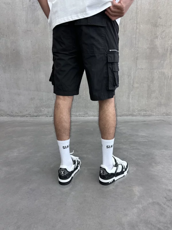Military Cargo Shorts - Black - Image 5