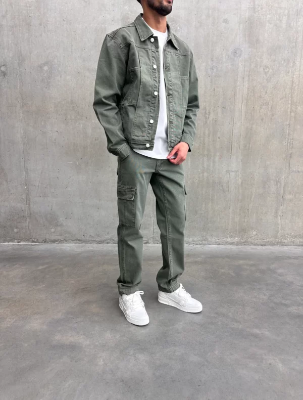 Denim Cargo Pants - Green - Image 2