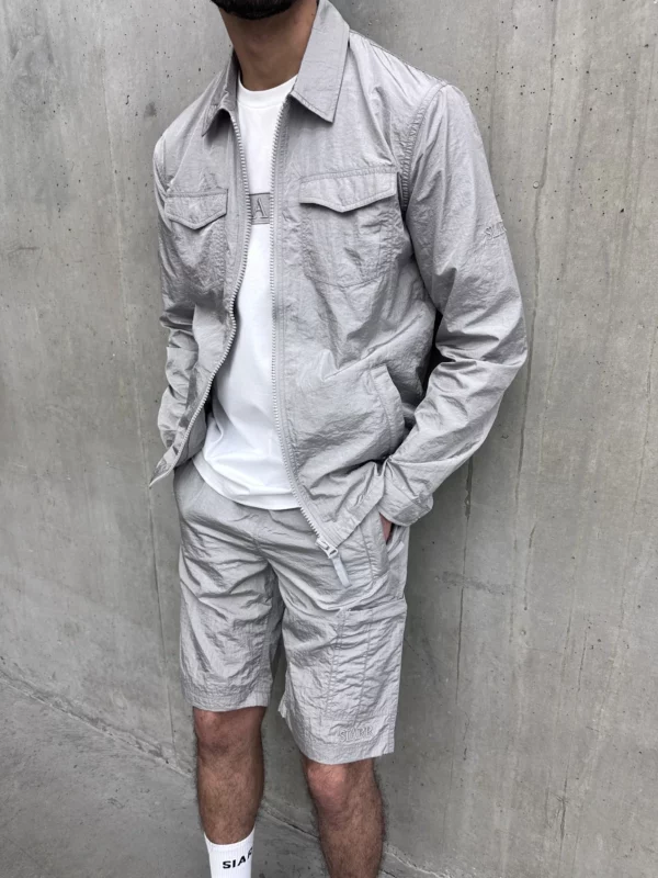Crinkle Overshirt - Grey - Image 3