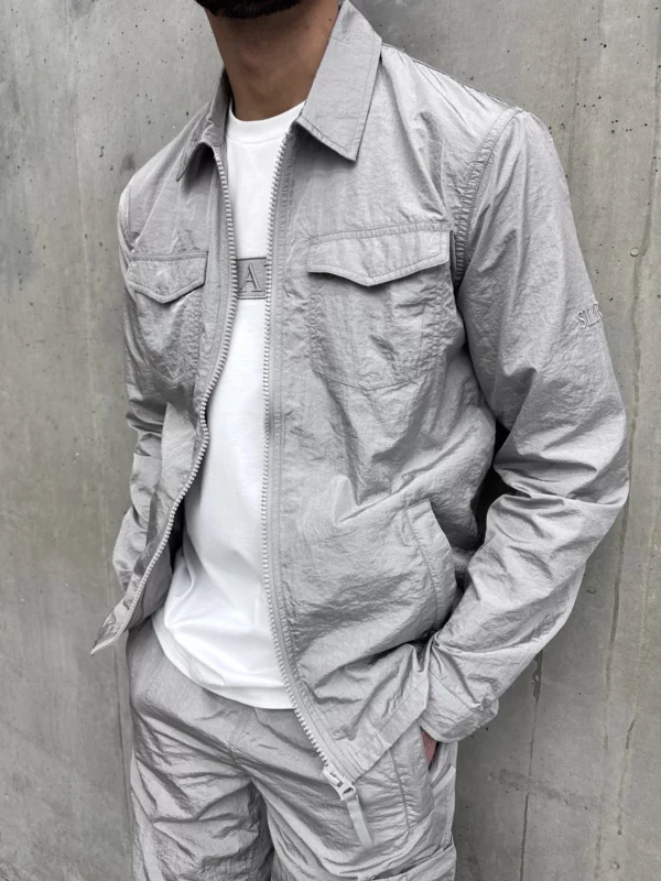 Crinkle Overshirt - Grey - Image 4