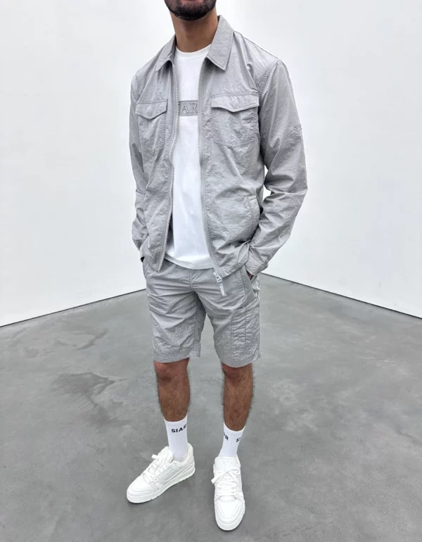 Crinkle Overshirt - Grey - Image 2