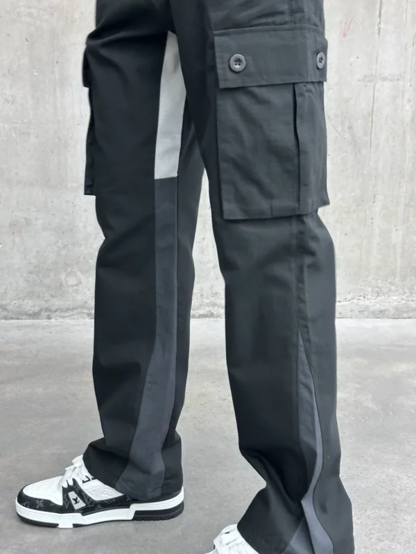 Flared Cargo Pants - Black - Image 3