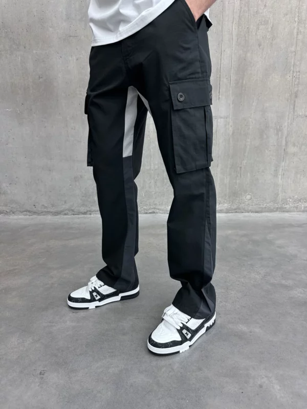 Flared Cargo Pants - Black - Image 2