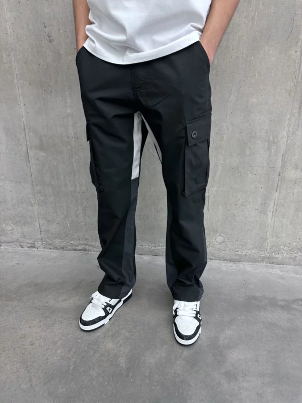 Flared Cargo Pants - Black - Image 4