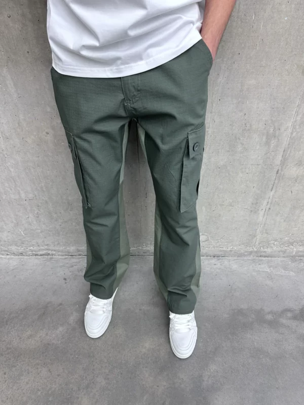 Flared Cargo Pants - Green - Image 3