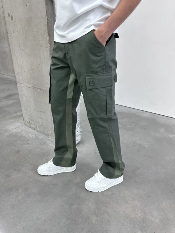 Flared Cargo Pants - Green - Image 2