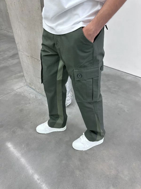 Flared Cargo Pants - Green - Image 5