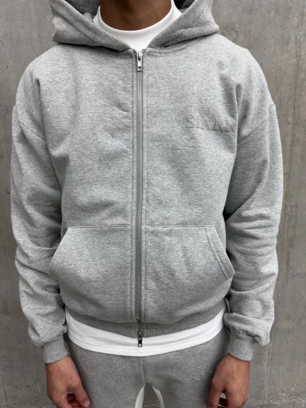Zip Hoodie - Light Grey - Image 5