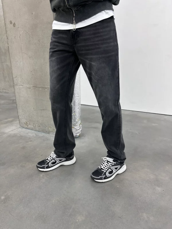 Essential Straight Leg Jeans - Washed Black - Image 5