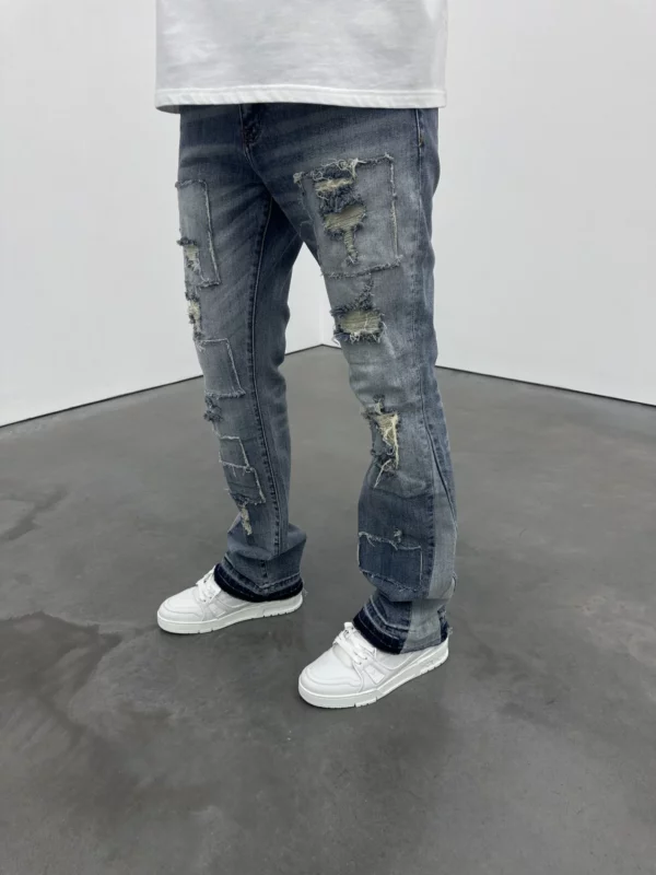 Flared Jeans - Distressed Blue - Image 4