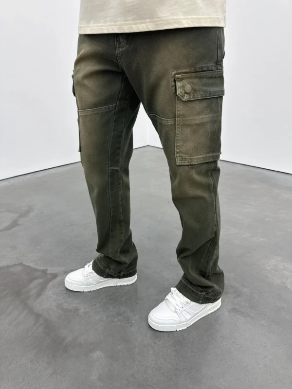 Cargo Flare Jeans - Green - Image 3