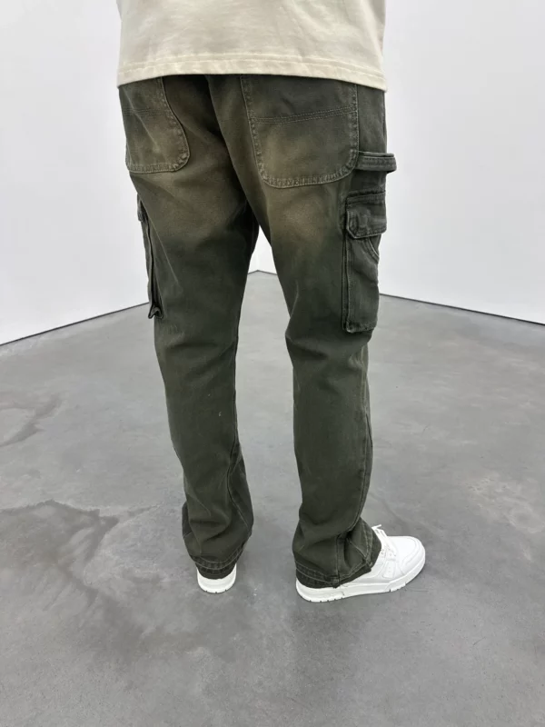Cargo Flare Jeans - Green - Image 5
