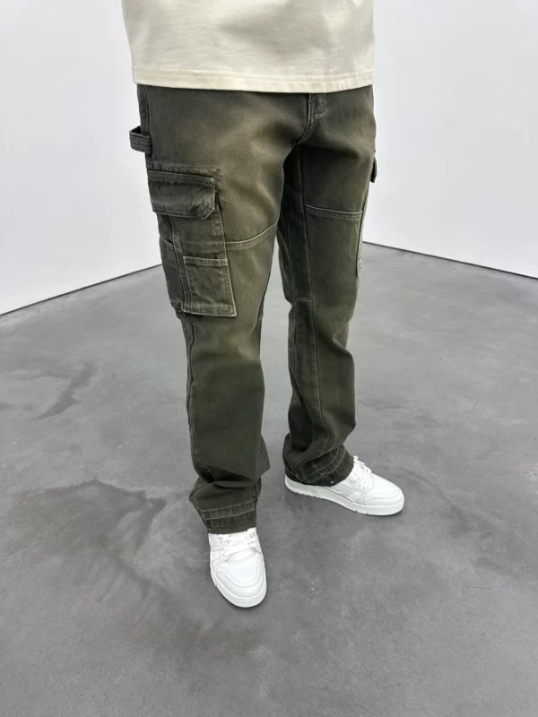 Cargo Flare Jeans - Green - Image 6