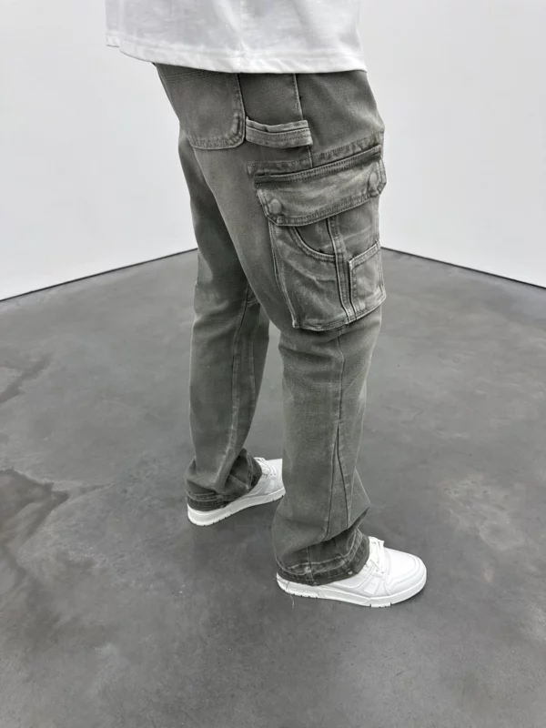 Cargo Flare Jeans - Green Mist - Image 4