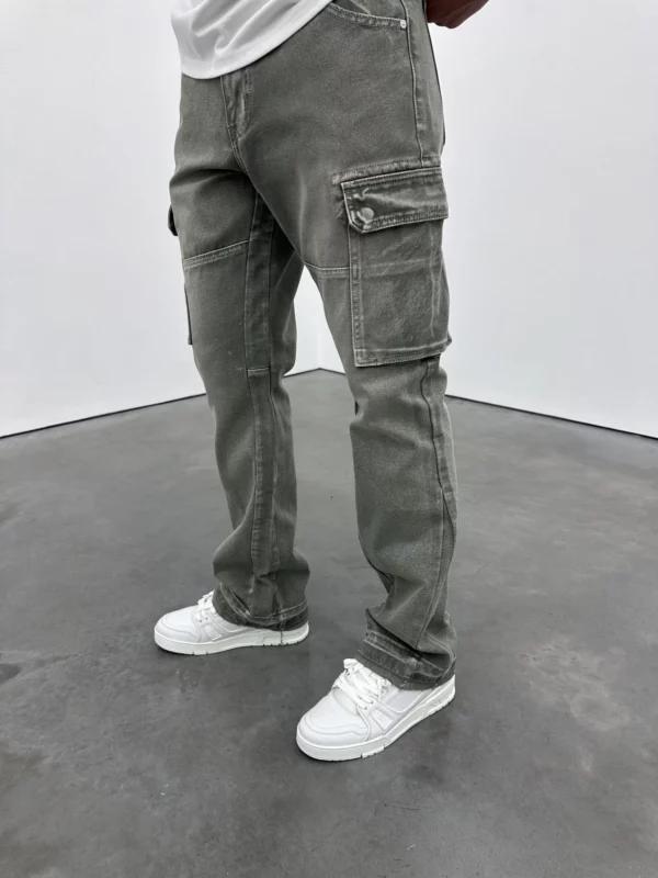 Cargo Flare Jeans - Green Mist - Image 3