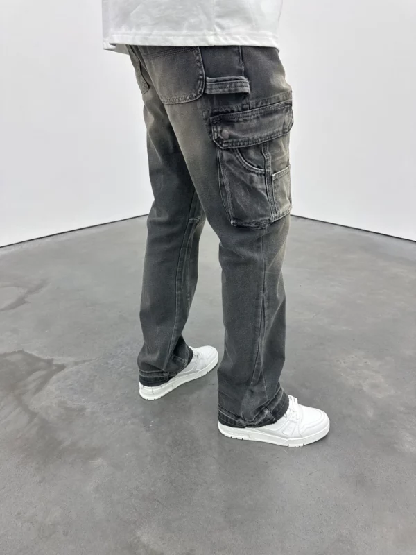 Cargo Flare Jeans - Lead Grey - Image 3
