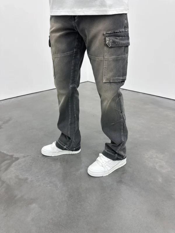 Cargo Flare Jeans - Lead Grey - Image 2