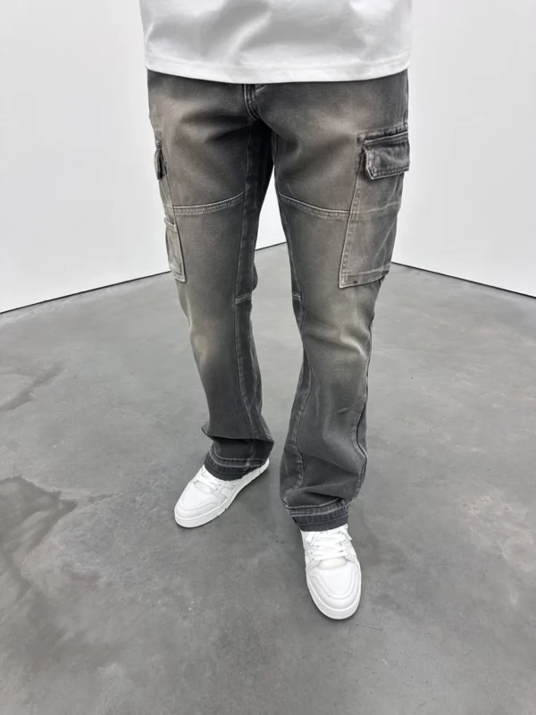 Cargo Flare Jeans - Lead Grey - Image 6