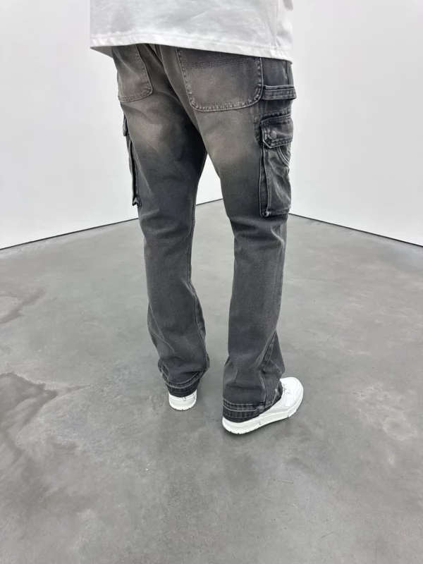Cargo Flare Jeans - Lead Grey - Image 4