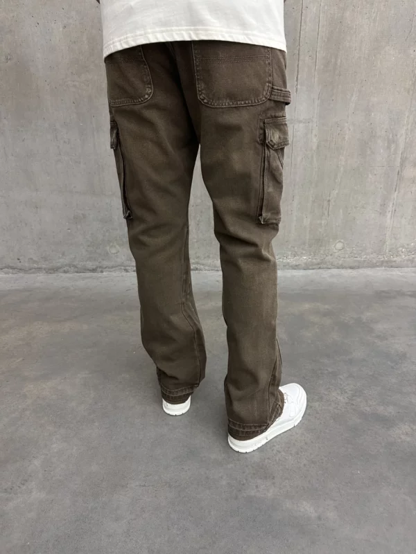 Cargo Flare Jeans - Brown - Image 5