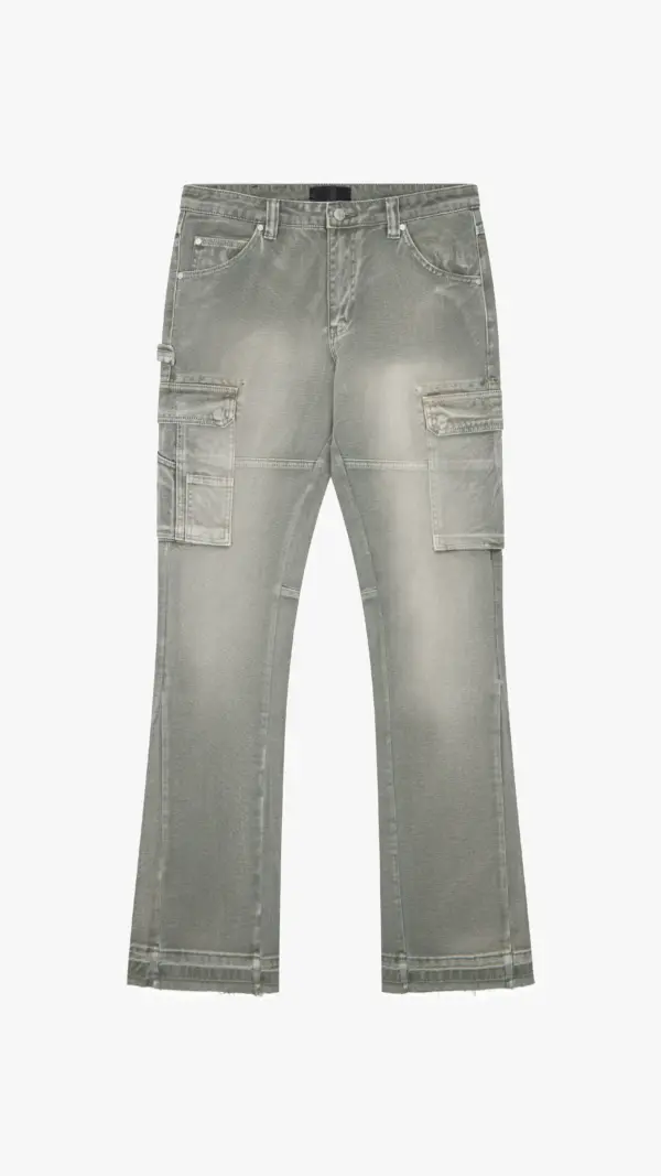 Cargo Flare Jeans - Green Mist