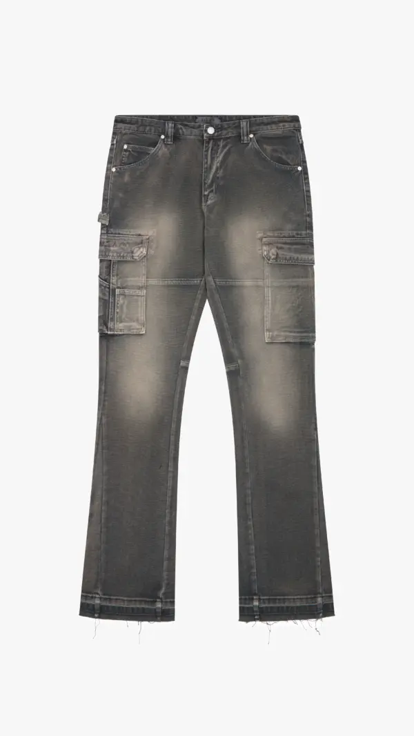 Cargo Flare Jeans - Lead Grey
