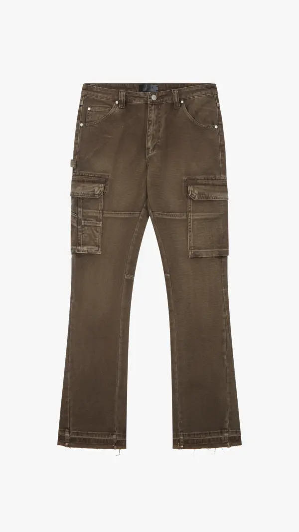 Cargo Flare Jeans - Brown