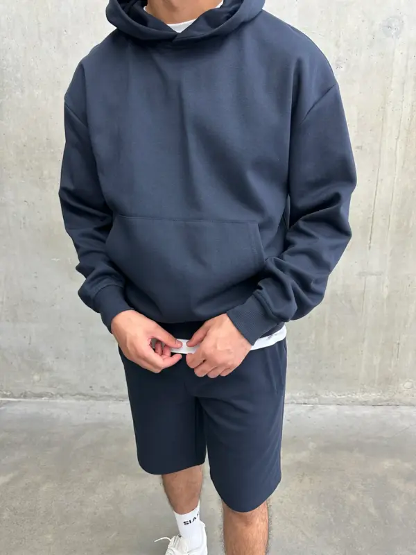 Essential Luxe Hoodie - Navy - Image 3