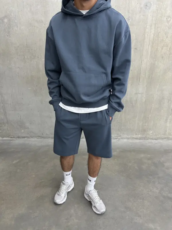 Essential Luxe Hoodie - Steel Blue - Image 4