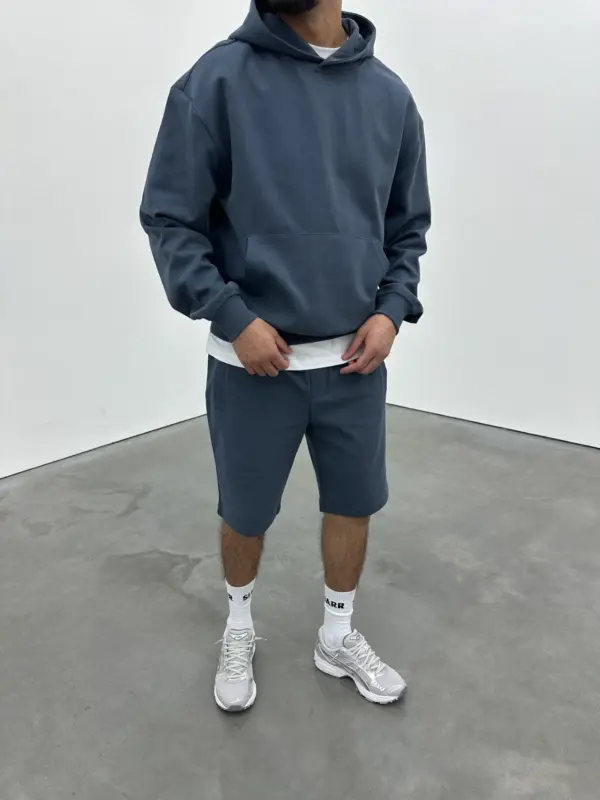 Essential Luxe Hoodie - Steel Blue - Image 3