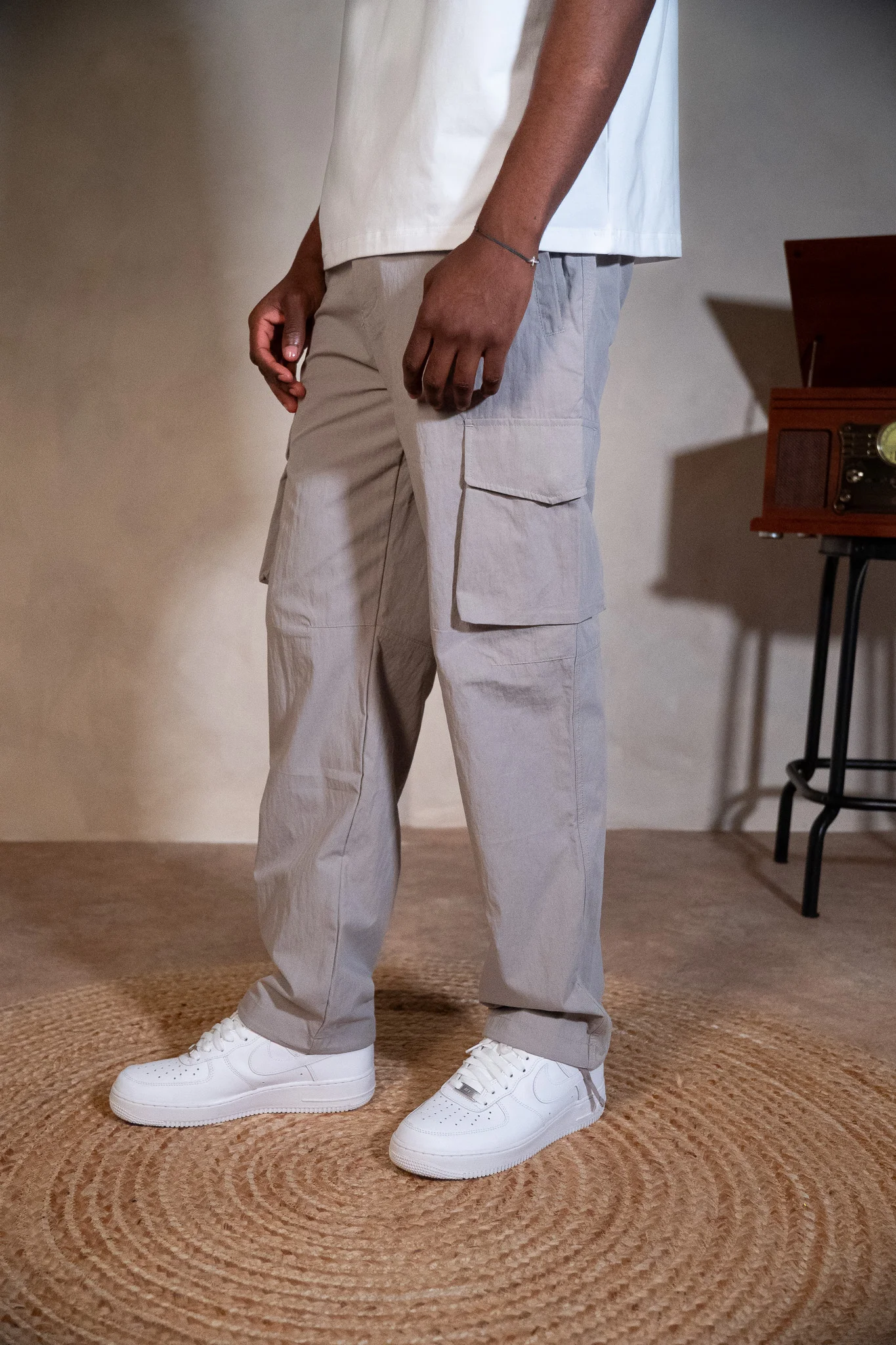 Essential Parachute Cargo Pants - Stone Grey - Image 4