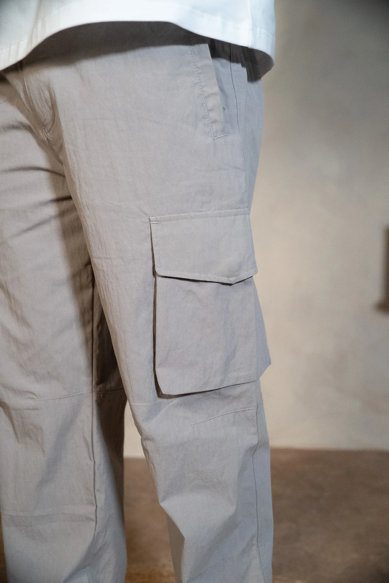 Essential Parachute Cargo Pants - Stone Grey - Image 5