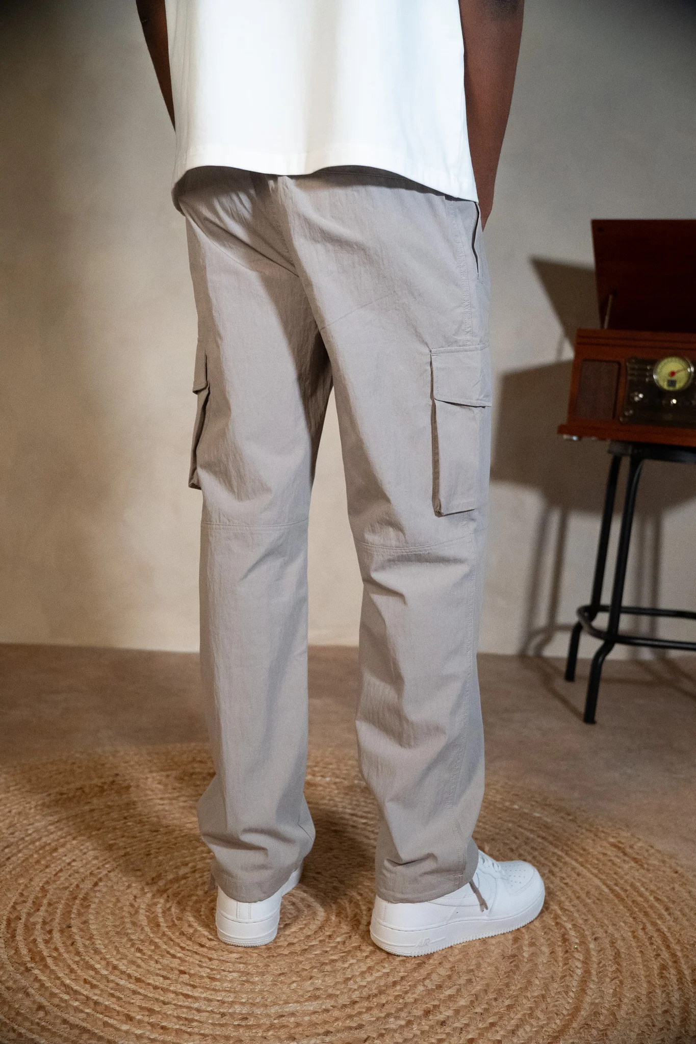 Essential Parachute Cargo Pants - Stone Grey - Image 3