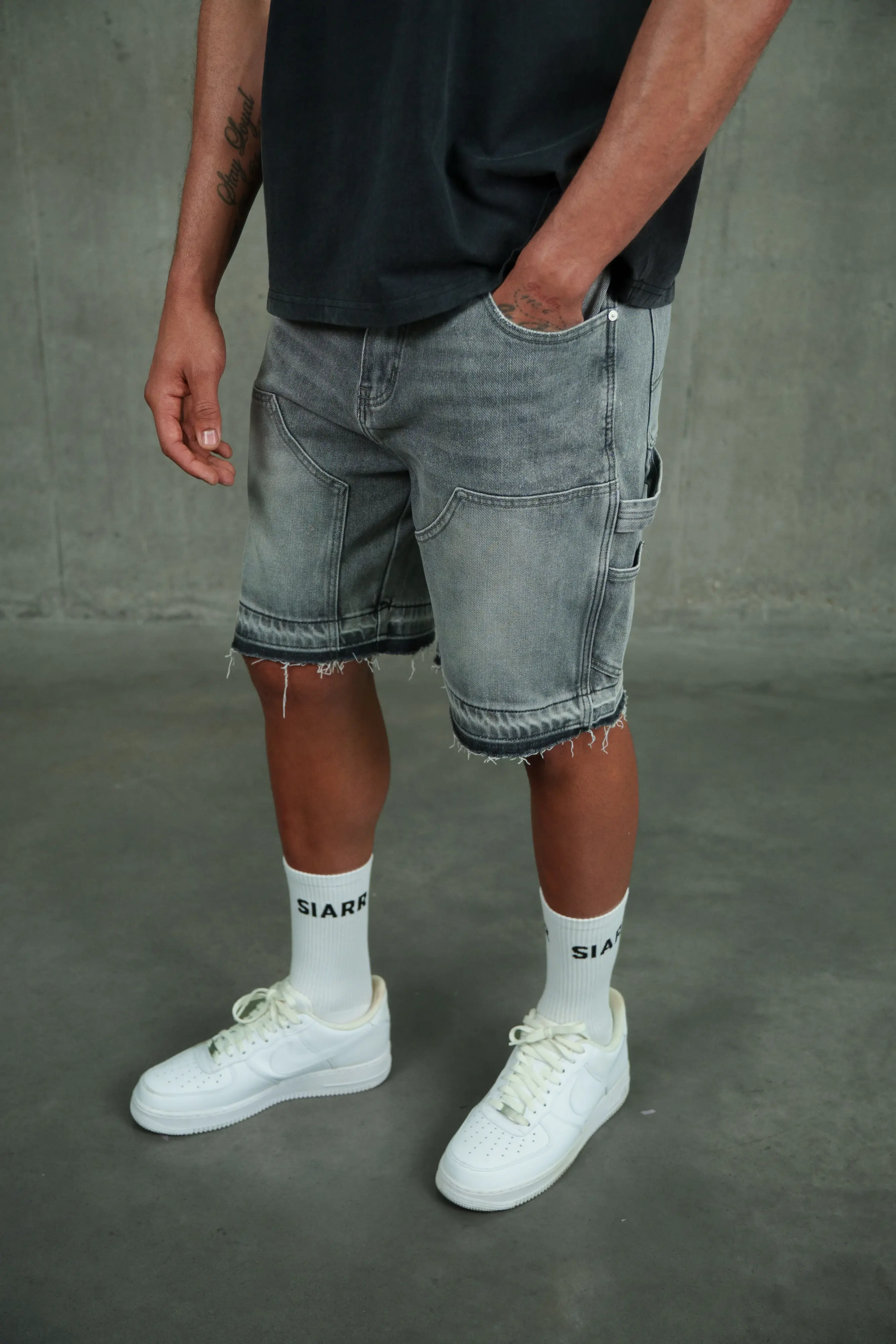 Carpenter Shorts - Light Grey - Image 4