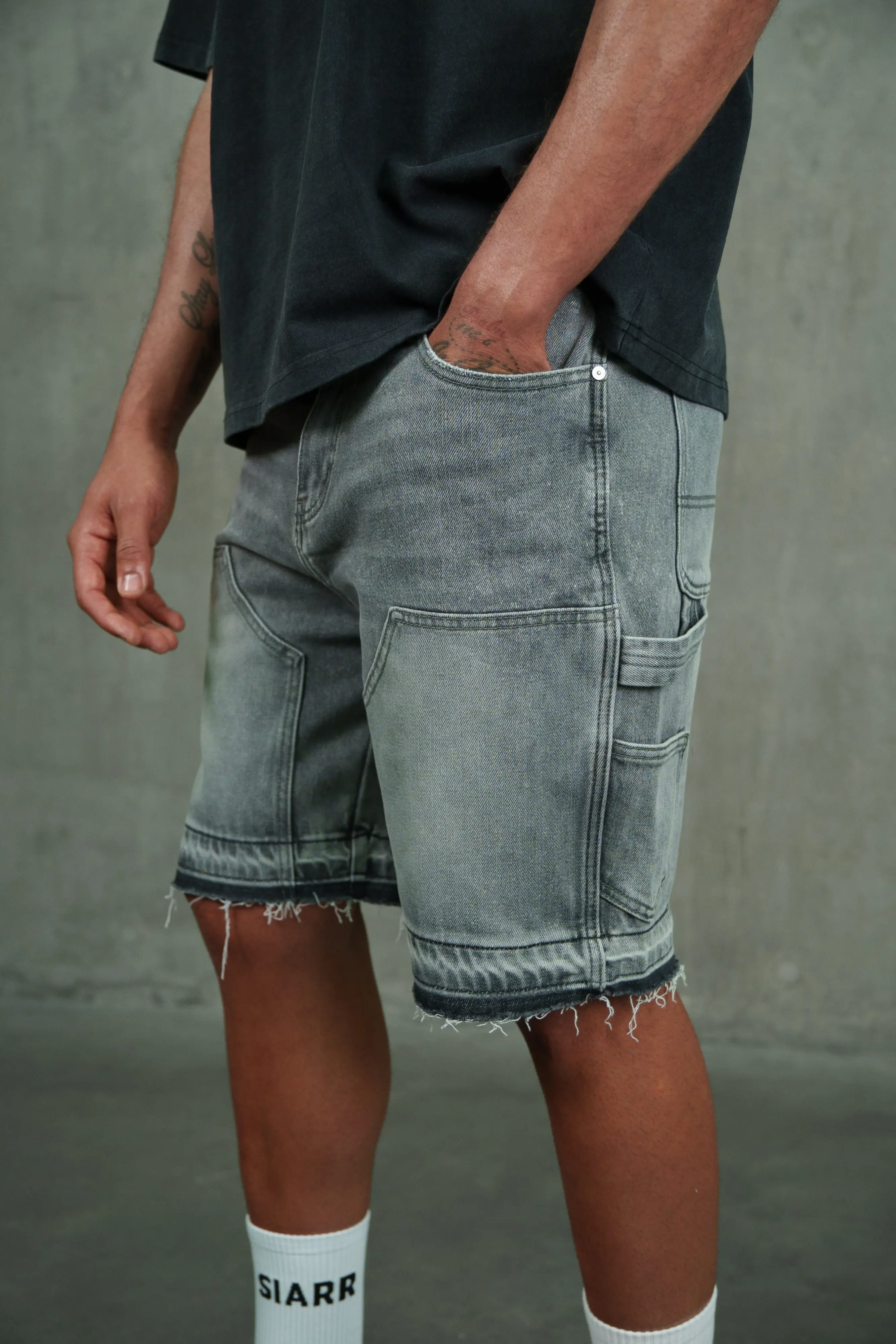 Carpenter Shorts - Light Grey - Image 3