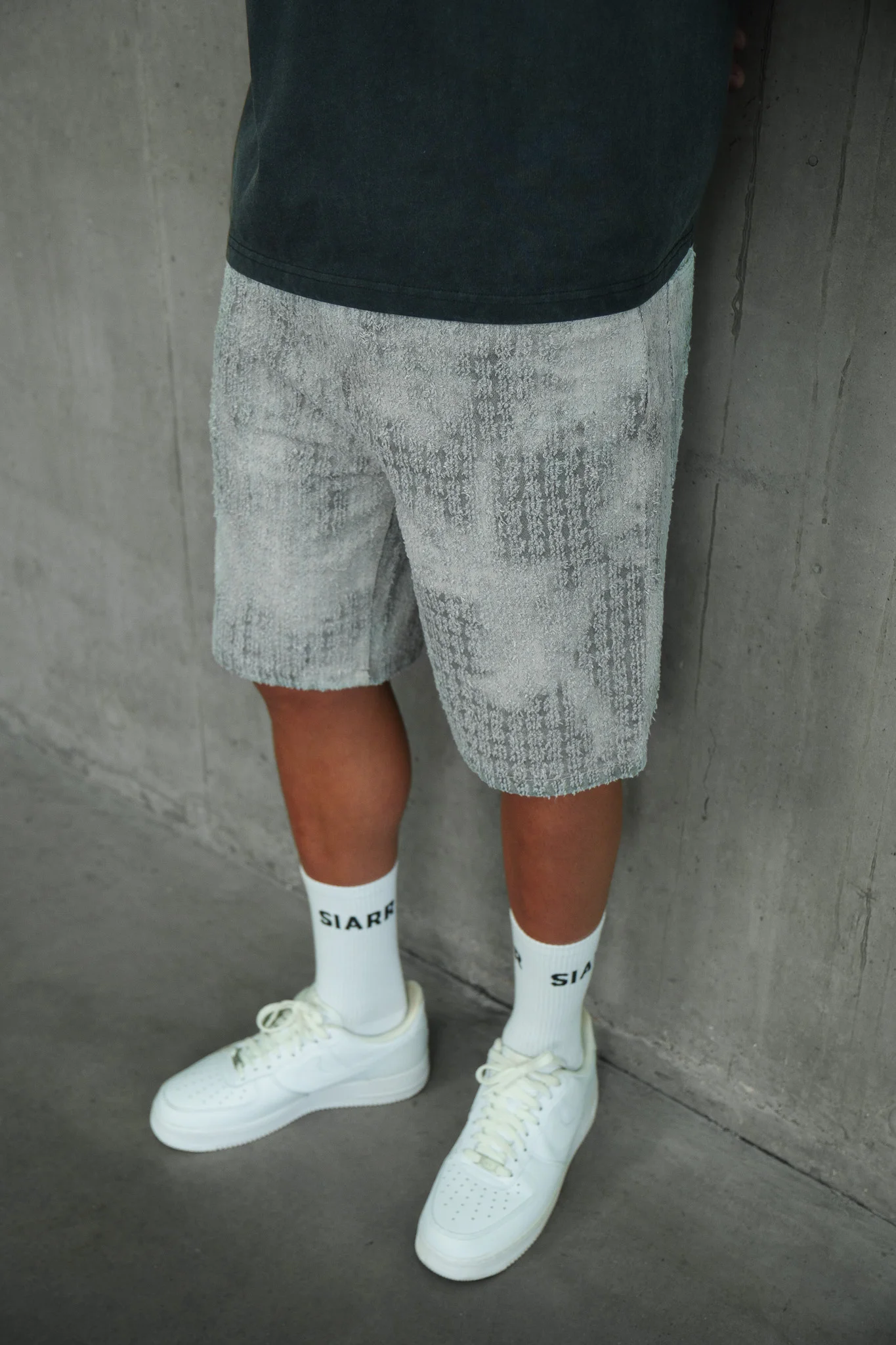 Textured Denim Jorts - Stonewash - SIARR